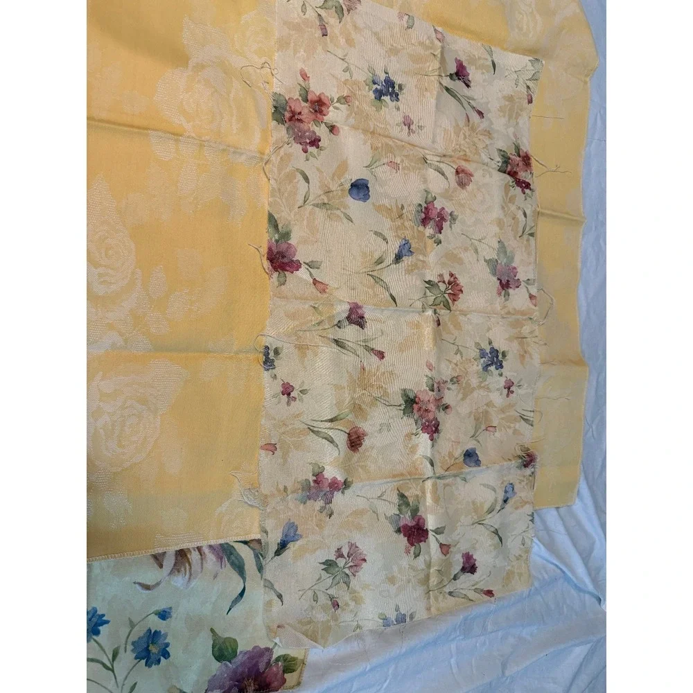 Lot of 6 yellow floral color design fabrics‎ leaves solid quality vintage new